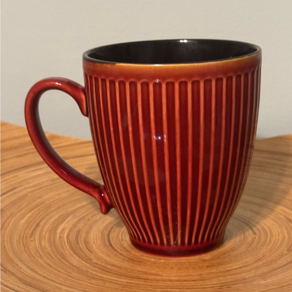 unbranded Other - Orange Burnt Red Ceramic Ribbed Textured Mug EUC